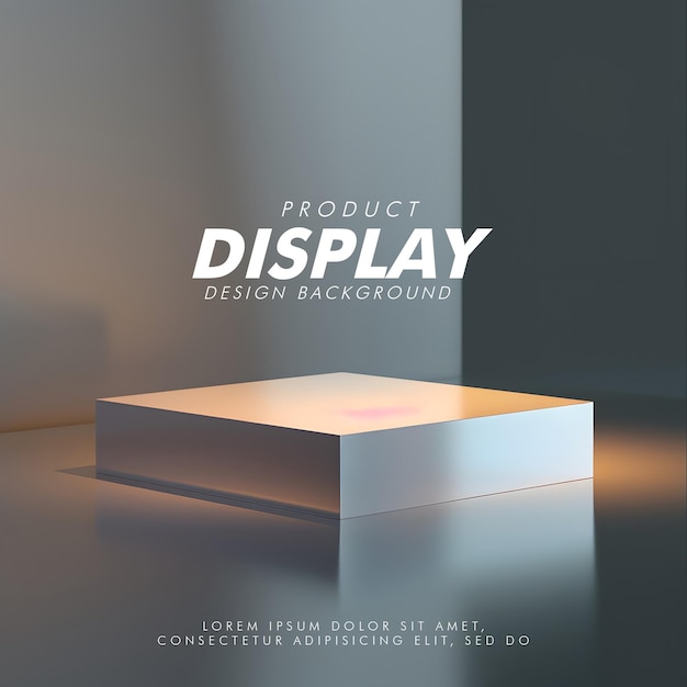 3D Product display podium studio lighting minimalist design closeup of a sleek product display podi