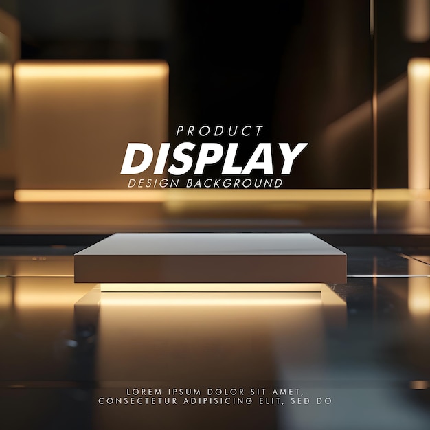 3D Product display podium studio lighting minimalist design closeup of a sleek product display podi