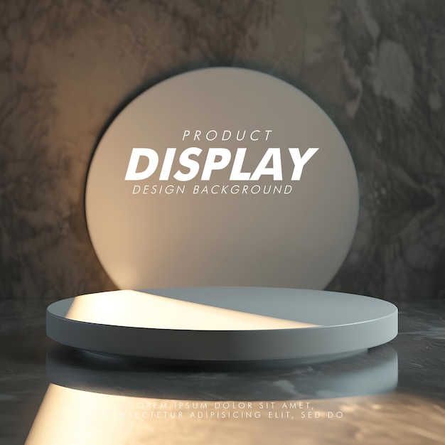 PSD 3d product display podium studio lighting minimalist design closeup of a sleek product display podi