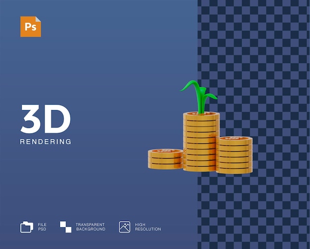 PSD 3d profit money illustration