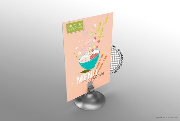 3D Promotional Table Tent Mockup Template display for restaurants.