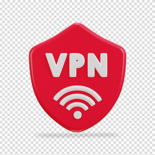 PSD 3d protect shield with vpn network icon