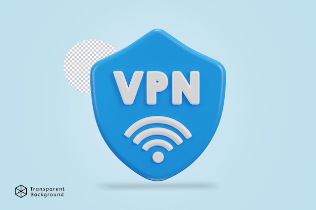 PSD 3d protect shield with vpn network icon