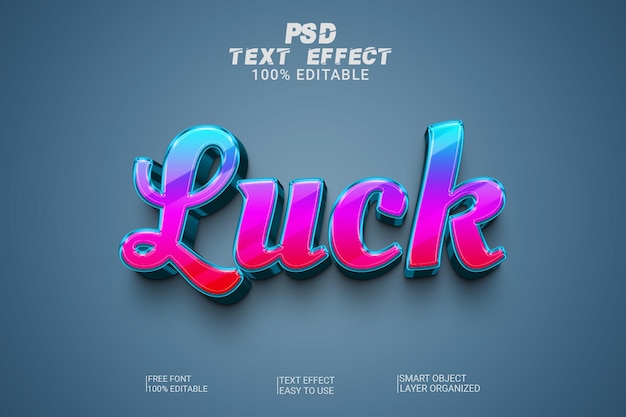 3d psd text effect luck