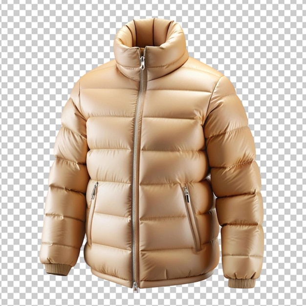 PSD 3d puffer jacket mockup on transparent background