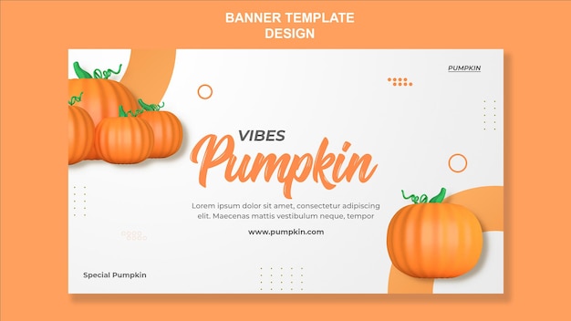 PSD 3d pumpkin banner template design element