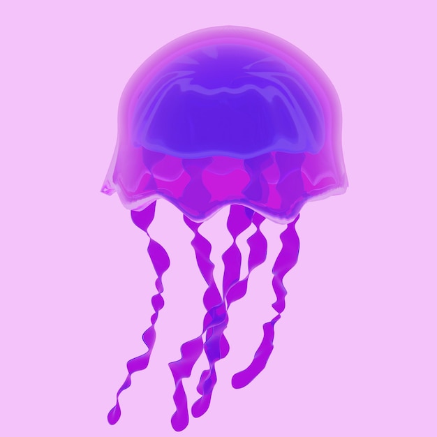 3d purple jellyfish