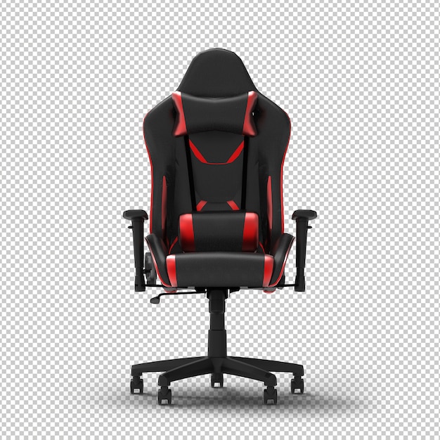 3D Racing gaming chair isolated. Transparent wall. Front view.