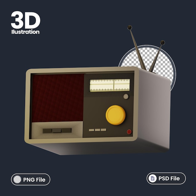 3d radio illustration icon with adventure theme