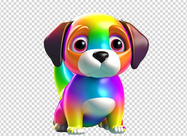 PSD 3d rainbow baby dog