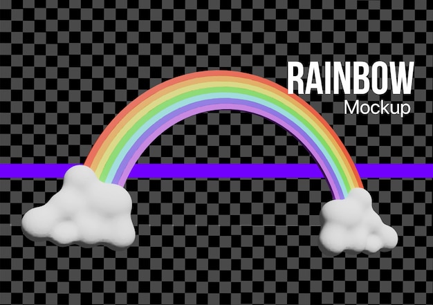 PSD 3d rainbow with cloud mockup