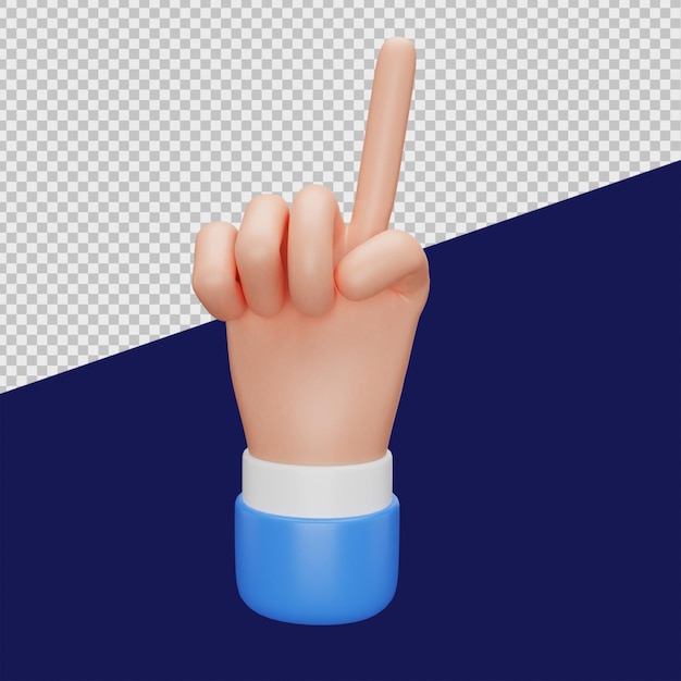 3D Raise Hand Gesture Illustrations