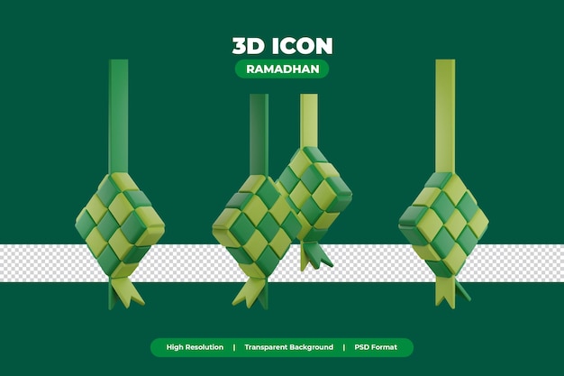 3d ramadan islamic element icon traditional ketupat