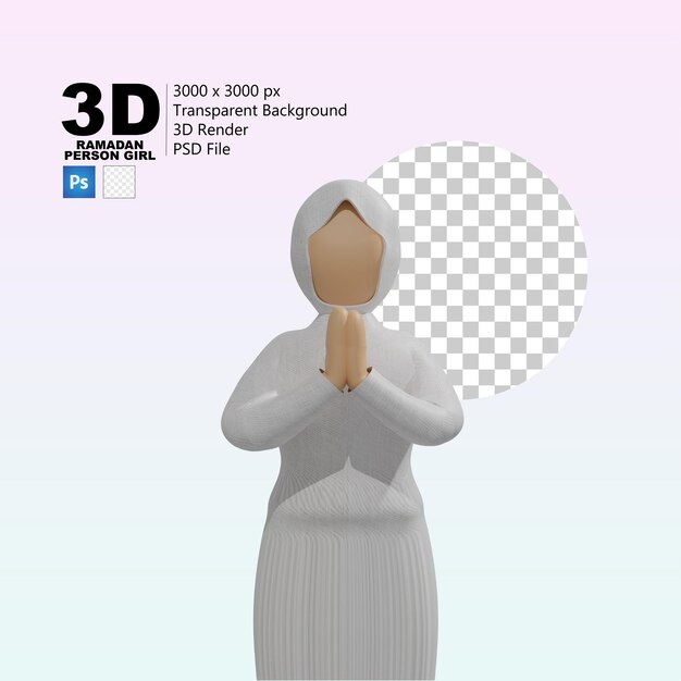 PSD 3d ramadan person girl for your design