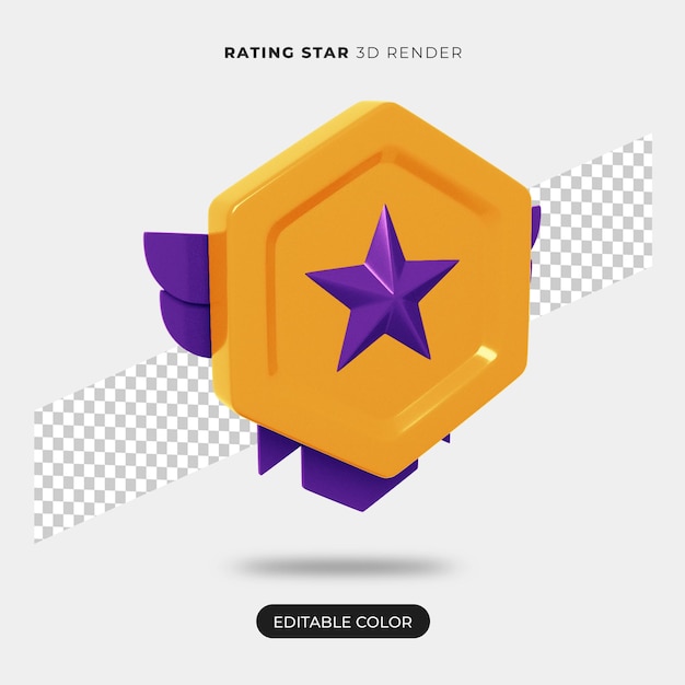 3d rating star icon rendering isolated