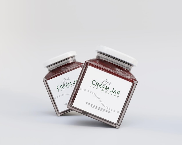 3d Realistic Cream Jar Mockup