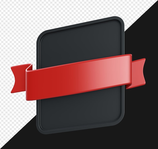 3d realistic empty banner with ribbon isolated