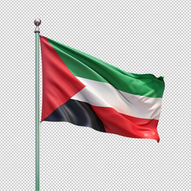 3d realistic flags of United Arab Emirates on steel poles isolated