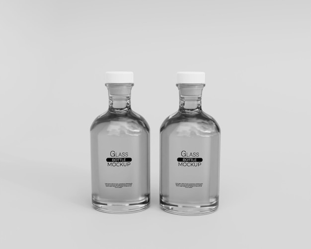 3d Realistic Glass Bottle Mockup