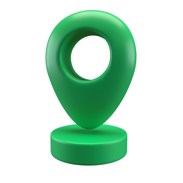 3D Realistic icon Style green glossy Location map pin gps markers illustration for destination Geo