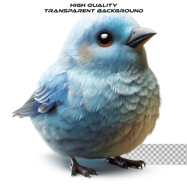 A 3D realistic icon of the Twitter logo designed at a aspect ratio on transparent background