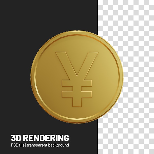 3D realistic of japanese yen coin on transparent background