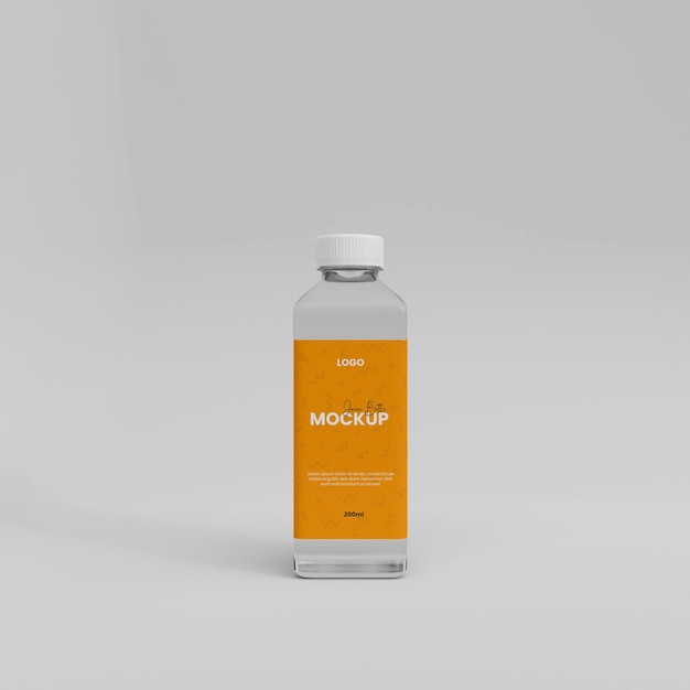 3D Realistic Juice Glass Bottle Mockup