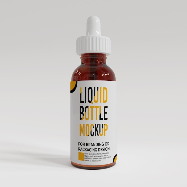 3d realistic liquid bottle mock up template with editable layer