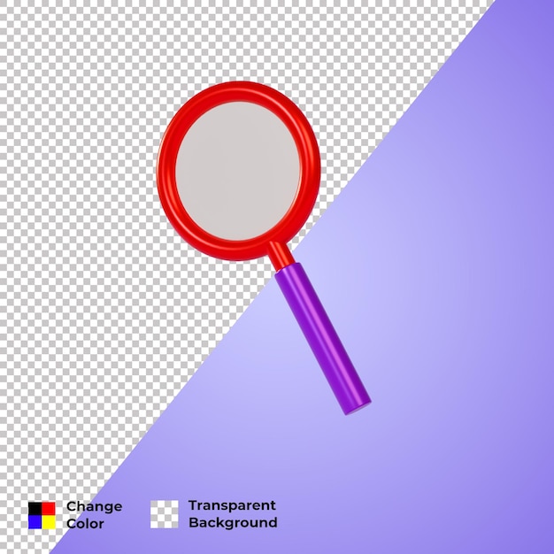 3d realistic magnifying glass icon with transparent premium background psd