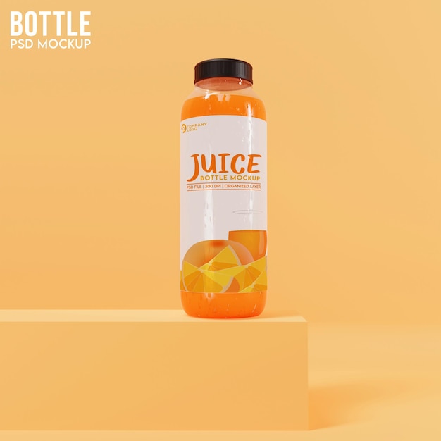 3d realistic mockup cold fresh juice bottle