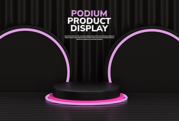 3d realistic modern dark color podium product display