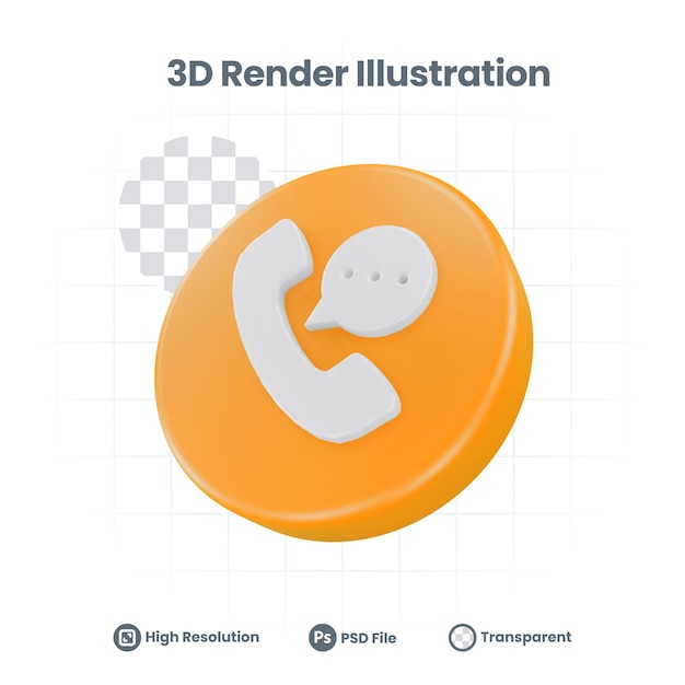 3D Realistic phone call talking Icon For Web Mobile App Social Media Promotion