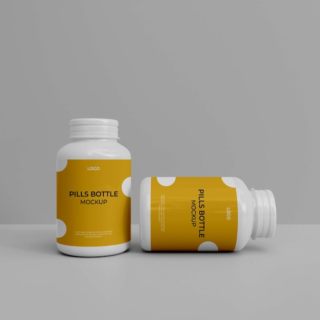 3d Realistic Pills Bottle Mockup