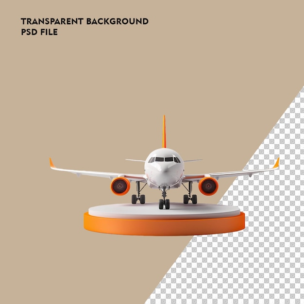 3D realistic Plane with Podium and Transparent Background