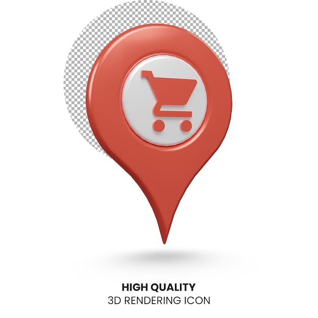 3d realistic pointer pin shopping location rendering icon