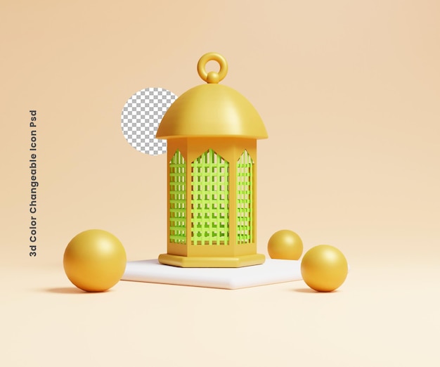 3d realistic Ramadan lantern illustration or 3d illustration of lantern