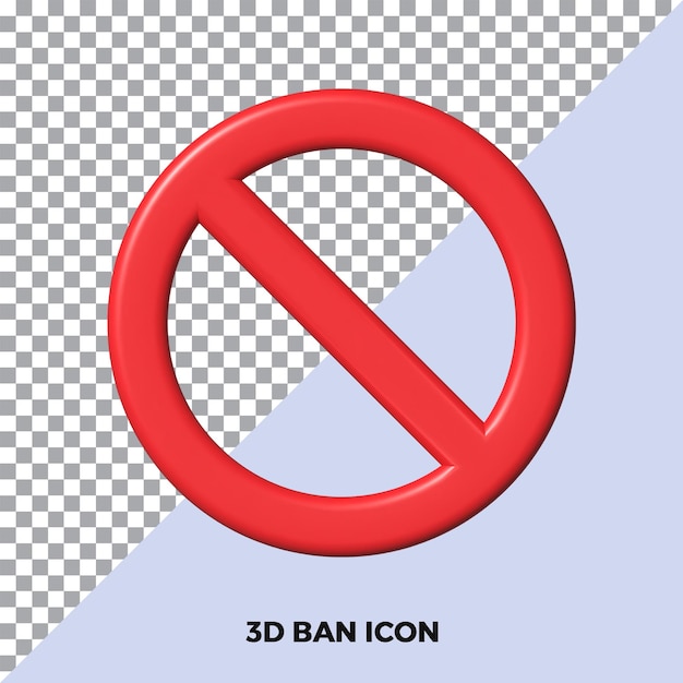 3d realistic red ban sign vector illustration icon isolated