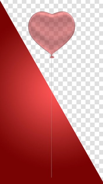 3d realistic red heart balloons flying