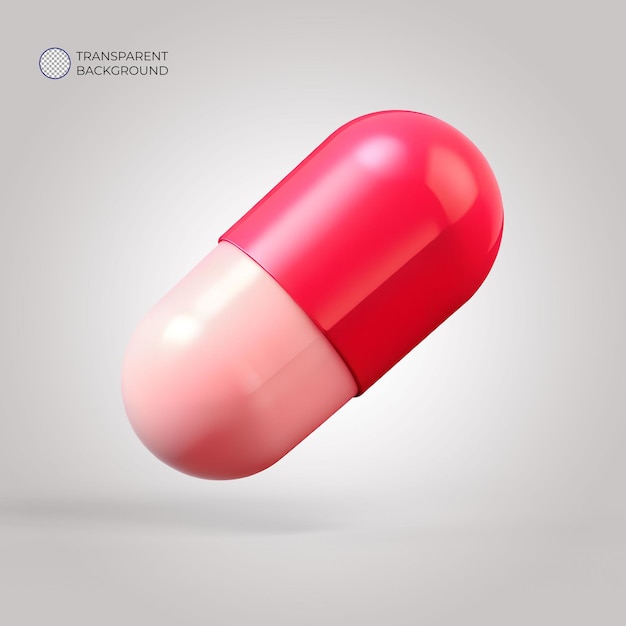 3D Realistic red medicinal capsule illustration