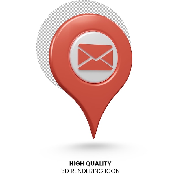 3d Realistic rendering pointer pin Email location icon design