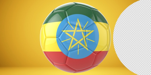 3d realistic soccer ball with the flag of Ethiopia on it isolated on transparent PNG background