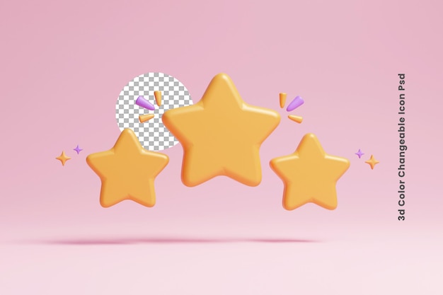 3d realistic star rating or customer star rating feedback or Rating feedback review success star