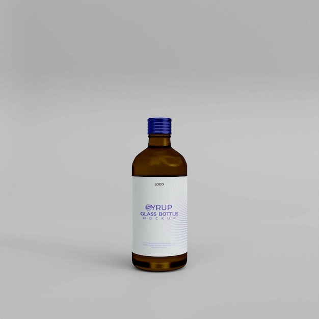 3d Realistic Syrup Bottle Mockup