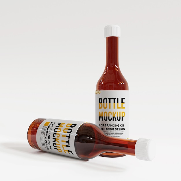 3d realistic two bottle mock up with editable layer