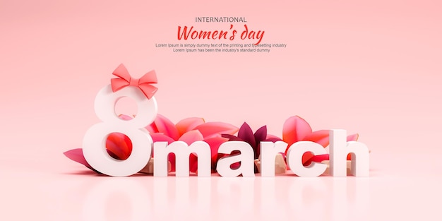 3d realistic womens day background with leafs