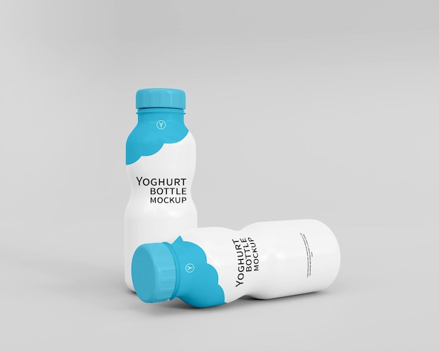 PSD 3d realistic yoghurt bottle mockup