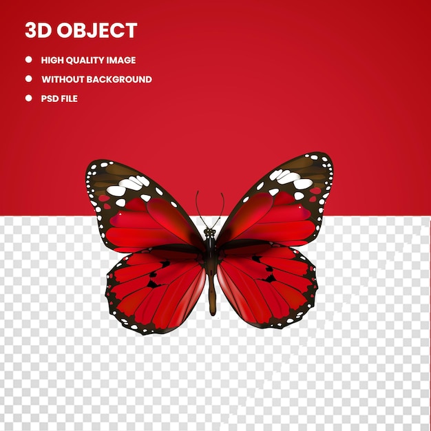 3d Red butterfly