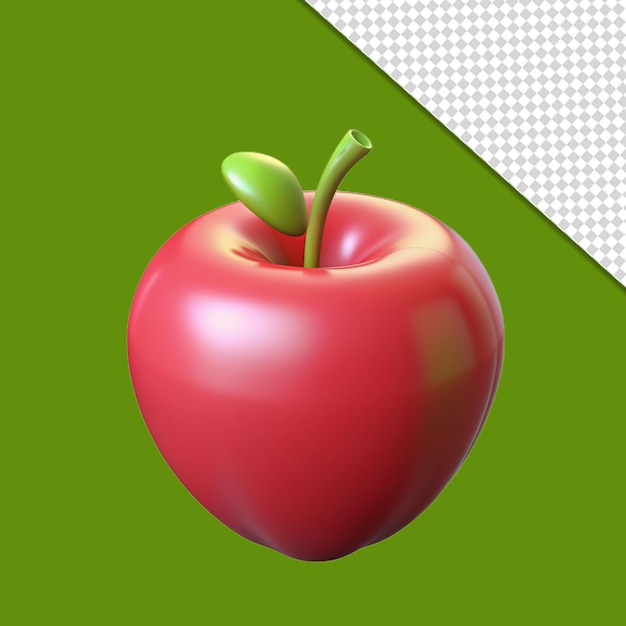 3d red fresh apple isolated con a transparent background