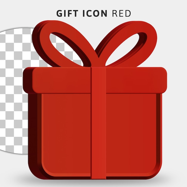 3d red gift icon on transparent background