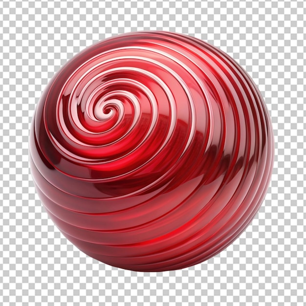 PSD 3d red glass ball with spiral pattern png